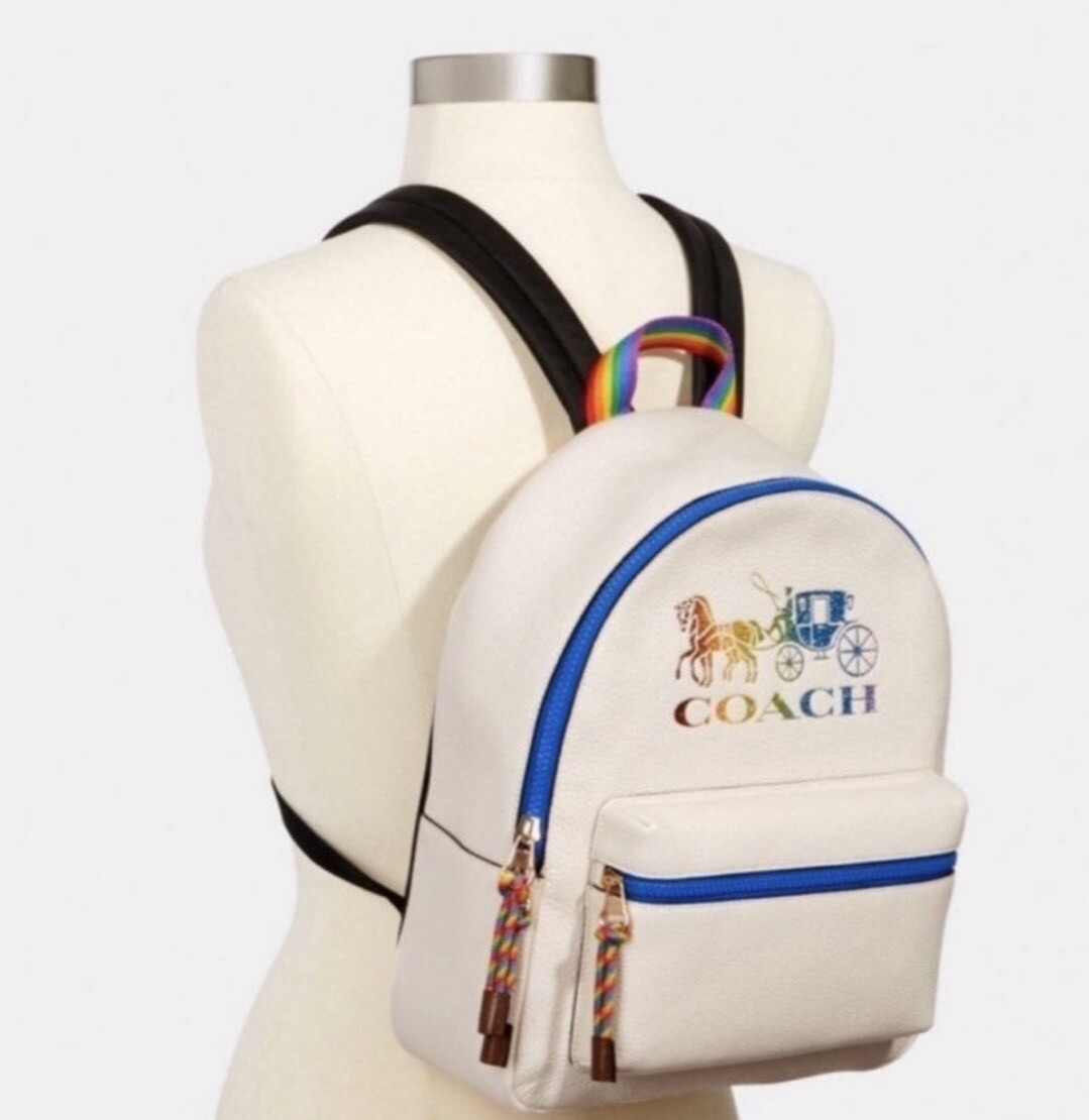 Coach pride rainbow backpack bookbag and WRISTLET with horse