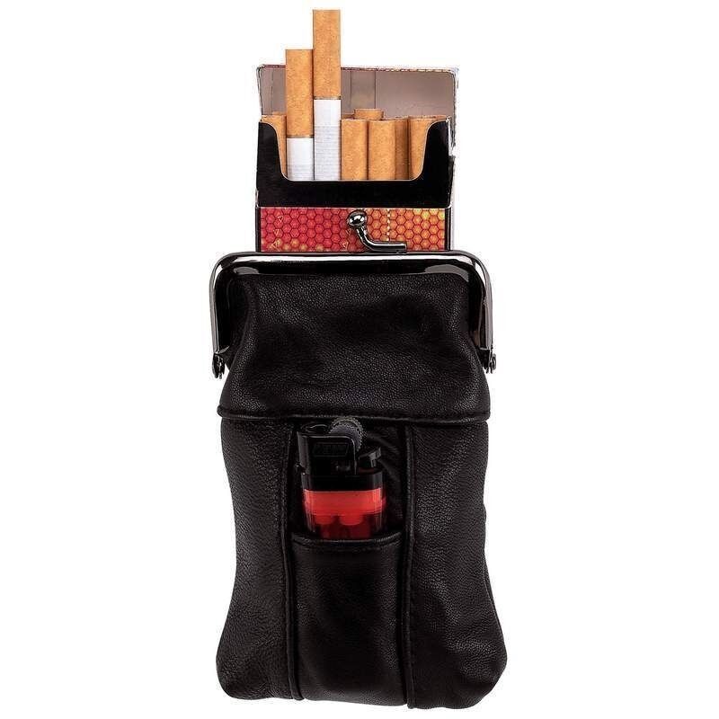 Genuine Leather Cigarette Soft Case Lighter Holder for Men Women