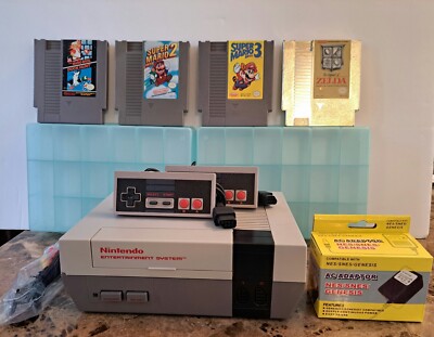 Classic NES Console Bundle W/ Mario Bros 1, 2, 3, Dr Mario & Tetris 2 - Refurbished, Tested