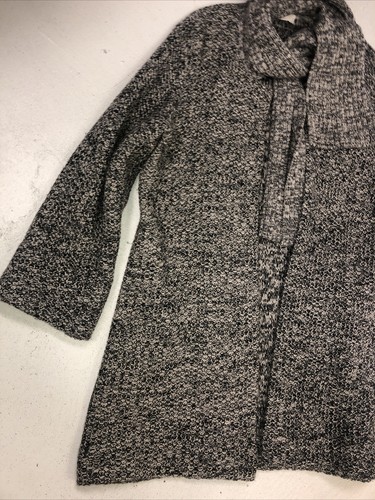 Vtg Knitted Sweater Coat Cardigan Scarf Neck Tie Open Front - Picture 2 of 6