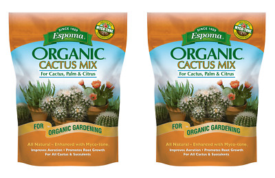 Espoma Organic Cactus & Succulent Pot Soil Mix with Myco-tone 8 qt (Pack of 2)