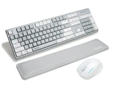 Wireless Keyboard and Mouse Combo with Wrist Rest, 2.4G Full-Sized Keyboard a...