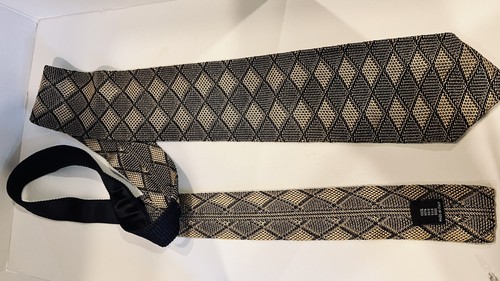 Taylor Richards & Conger Grey, Beige, Black Silk Knit Neck Tie, Necktie - Picture 7 of 12