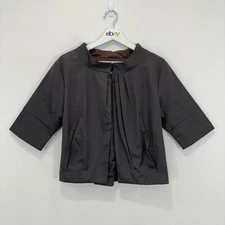 Zhouk Cropped Jacket Women 2 Brown Half Sleeve Lined