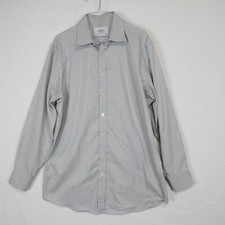 Charles Tyrwhitt Shirt Mens 17 35 Slim Fit Button Up Gray Plaid Long Sleeve