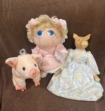 Pre Owned Vintage 3 Different Plush Animals Miss Piggy-Babe-Pig Doll