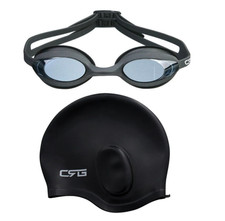 CRG Silicone UV Protection Anti Fog Adjustable swimming Goggle and Cap Adult 