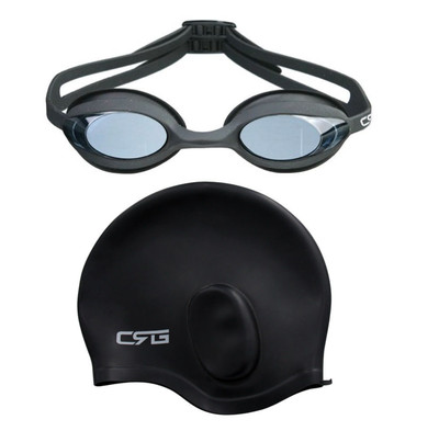CRG Silicone UV Protection Anti Fog Adjustable swimming Goggle and Cap (Adult)