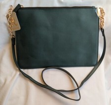 New Accessorize Green Bag Gold Chain Across Body Day Handbag Rectangle Monsoon