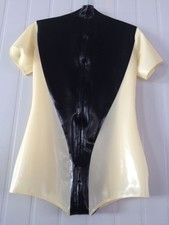 Nowy lateksowy guma guma biała z czarnym seksownym kombinezonem fitness kombinezon rozmiar S ~ XXL