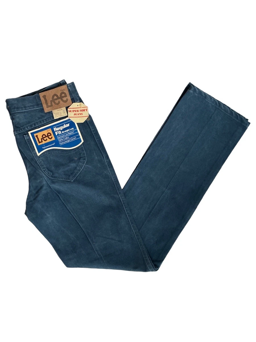 vintage lee marine blue straight leg jeans size 31x34 deadstock NWT 90s USA made