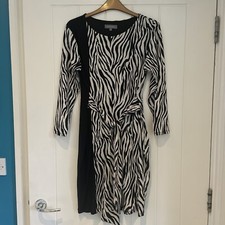 Principles size 12 tie front zebra dress long sleeve bodycon
