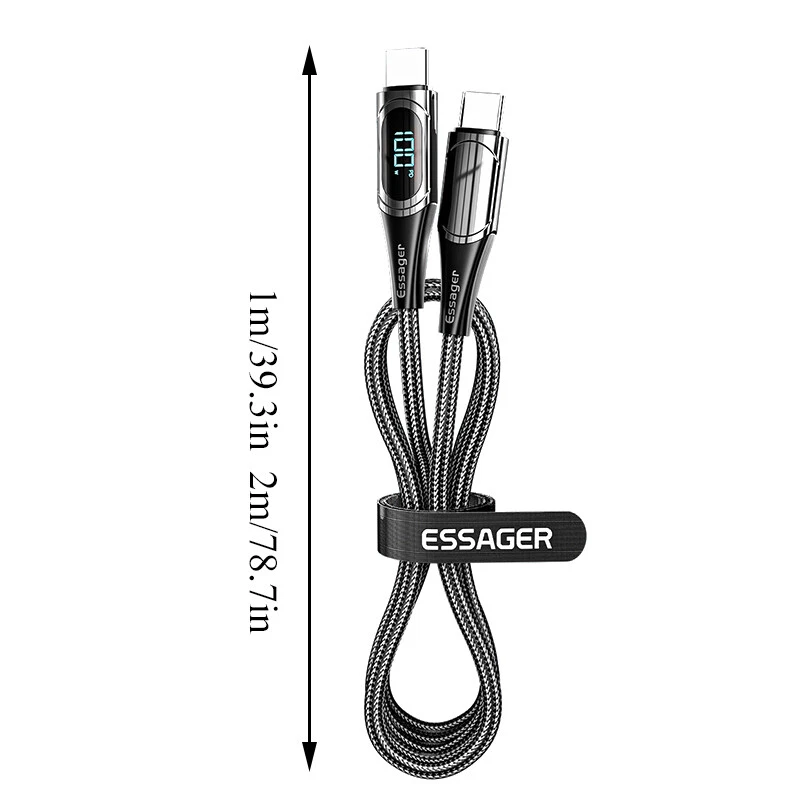 PD 100W USB C to USB C Cable Fast Charging Cord LED Display Type-C Charger US - Image 4 of 4