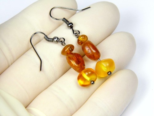 Pendientes colgantes ámbar báltico piedra natural multicolor piedras preciosas genuinas 1191 - Imagen 5 de 11
