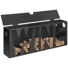 Wall Mounted Black Metal Mesh Wine Cork Catcher Storage Holder, Wine Cork Rack