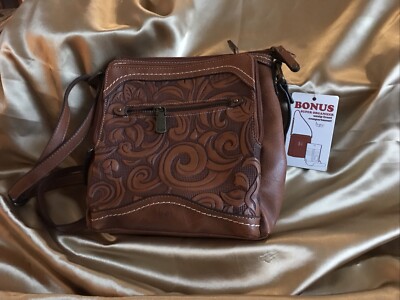 *BOC Tooled Vegan-Leather Crossbody/Shoulder Bag Bohemian/Western *NEW