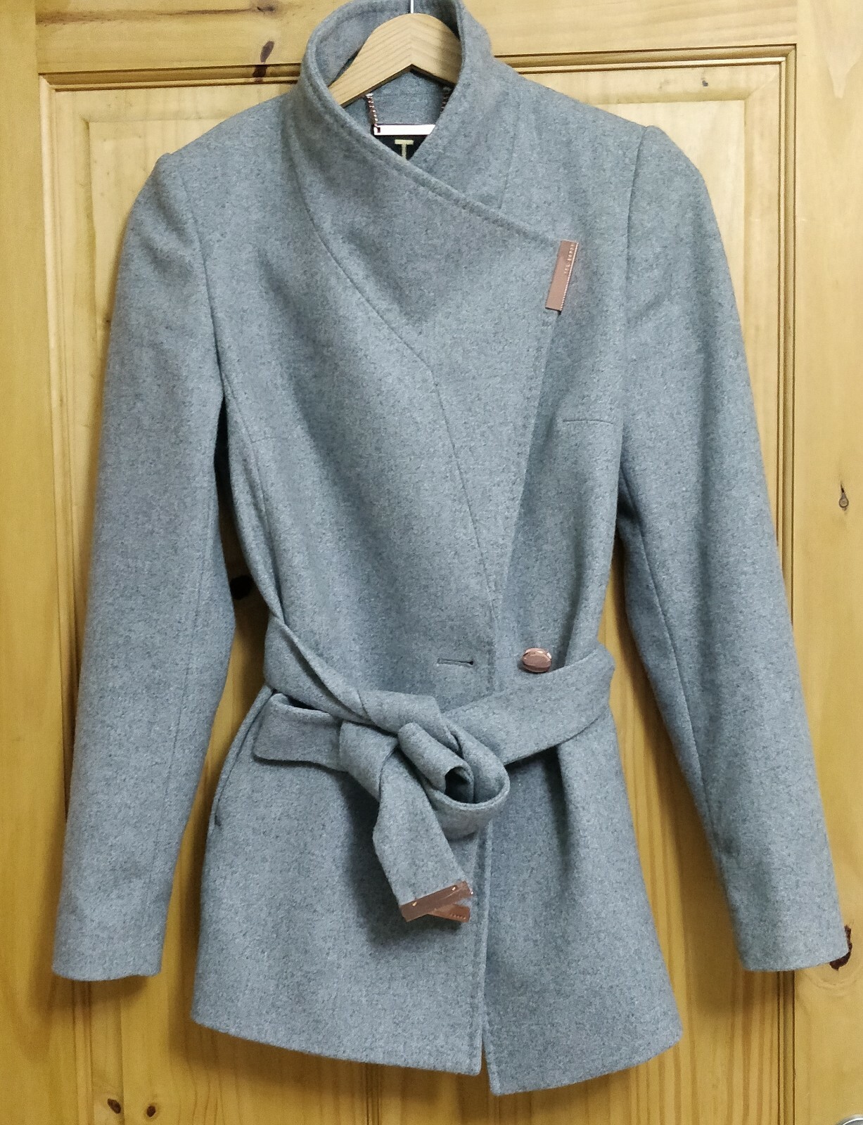 ted baker grey short wrap coat