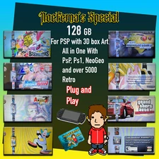 all in one 128 gb Micro SD 3D box art + pro duo adapter for Psp 1000/2000/3000