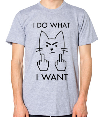 Lustiges T-Shirt Wütende Katze schwört I Do What I Want Zitat Männer Frauen Unisex Top