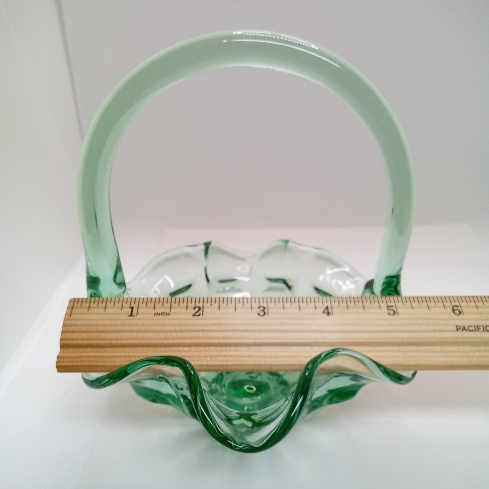 Vintage Fenton Green Glass Basket 6.5" eBay