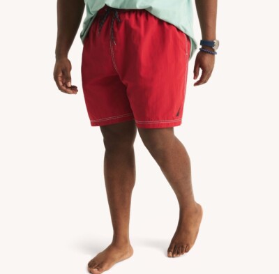 Nautica Mens Big Tall Deck Swim Trunk Quick Dry Sz 3XL Red Logo