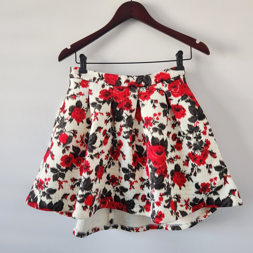 MSGM Full Skater Thick Quilted  Mini Skirt Floral Print Size 42