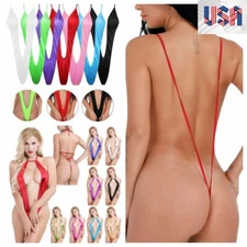 _Womens Monokini Swimsuit One Piece Micro Thong Bodysuit Swimwear Bathing Suit