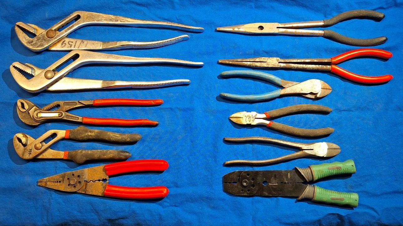 11 piece Pliers lot Channellock, USA Craftsman, Knipex, long needle nose pliers eBay