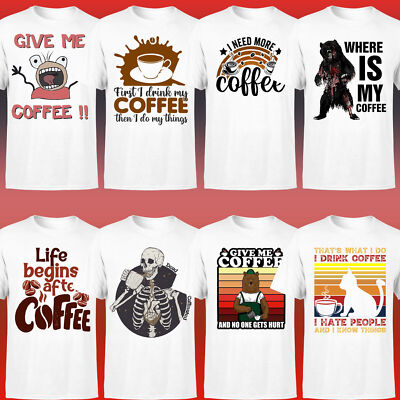 Lustiges Kaffeeliebhaber mehrere Designs 2023 Herren T-Shirt Grafik Oberteil #P1 #OR