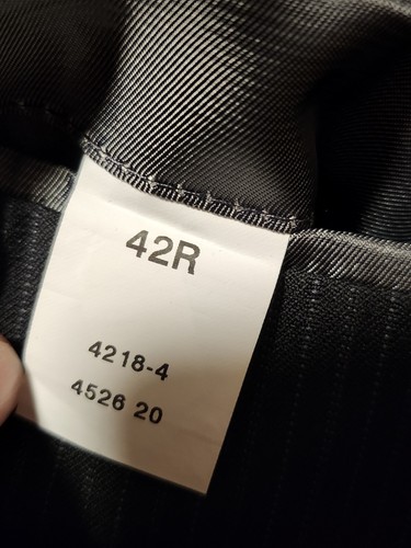 J Ferrar Sport Coat Blazer Jacket Men 42R Pinstripe Black Wool *flaw* - Picture 6 of 8