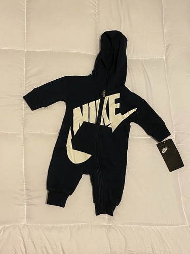 Nike Neugeborene Neu mit Etikett Einteiler Overall schwarz weiß Hoodie Reißverschluss weich und bequem