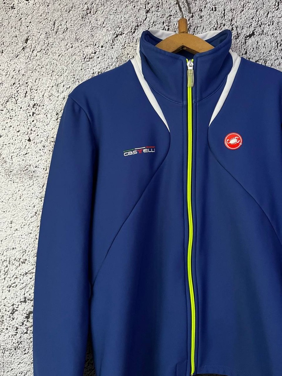 Castelli Cycling Jacket Mens Windstopper Blue Full Zip Size L | eBay