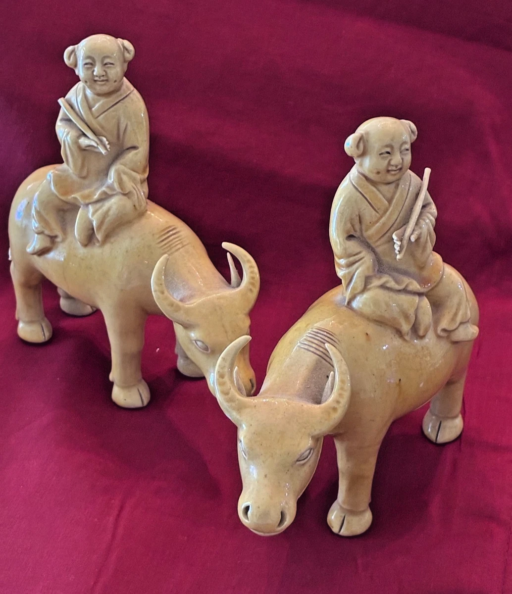 陶瓷古董中国牛雕像、雕像| eBay
