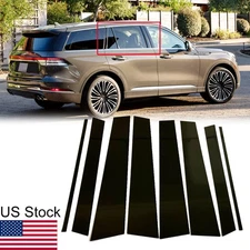 8Pcs Glossy Black Pillar Posts Window Covers Trim For Lincoln Aviator 2020-2023