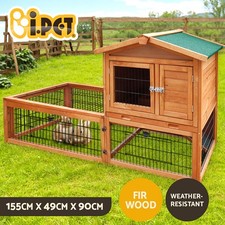 i.Pet Chicken Coop Rabbit Hutch Large Run Wooden Cage Pet House Outdoor Bunny