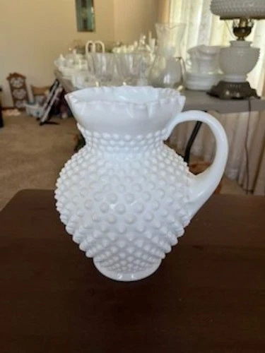 Milk glass hobnail pitcher