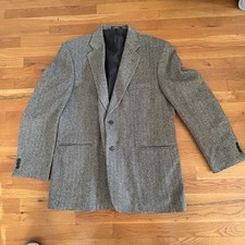 Towncraft Vintage Mens Brown Wool Lambswool Sport Coat Herringbone 2 Button 44R