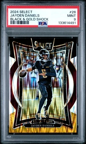 2024 PANINI SELECT BLACK & GOLD SHOCK #26 JAYDEN DANIELS ROOKIE RC PSA 9