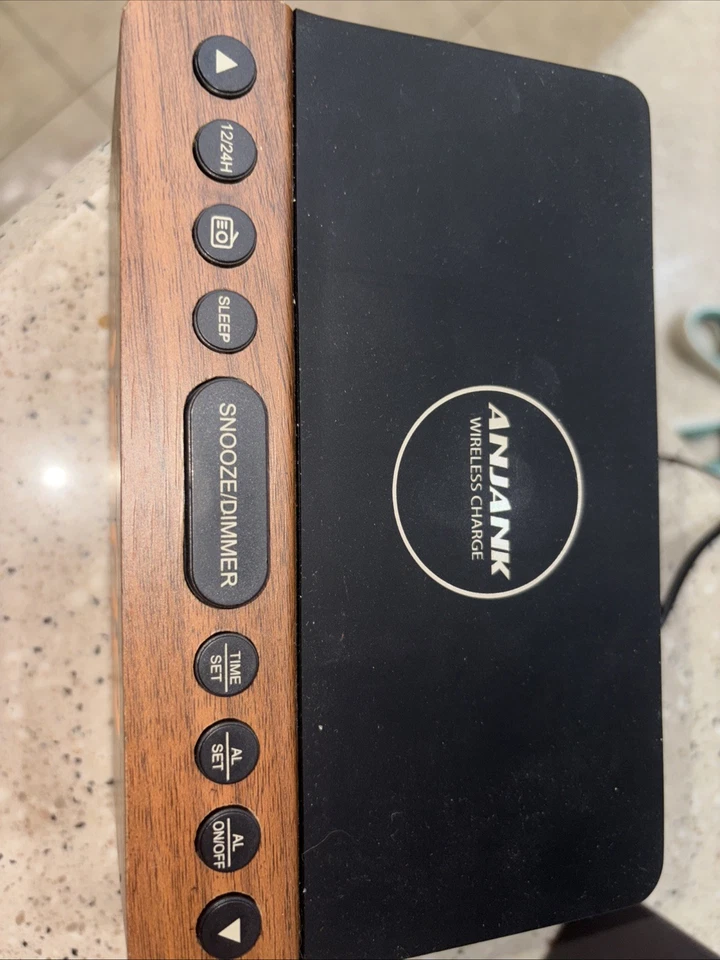 ANJANK Digital LED Alarm Clock FM Radio, Fast Wireless Charger Station for iPhon - Image 4 of 4