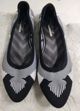 SKECHERS Cleo Wham 48487 Black  White Geometric Ballet Flat Women  s Size 8