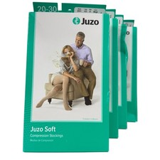 Juzo Soft 20-30 mmHg Compression Stockings Beige AD Lot 4 Pair Open Box