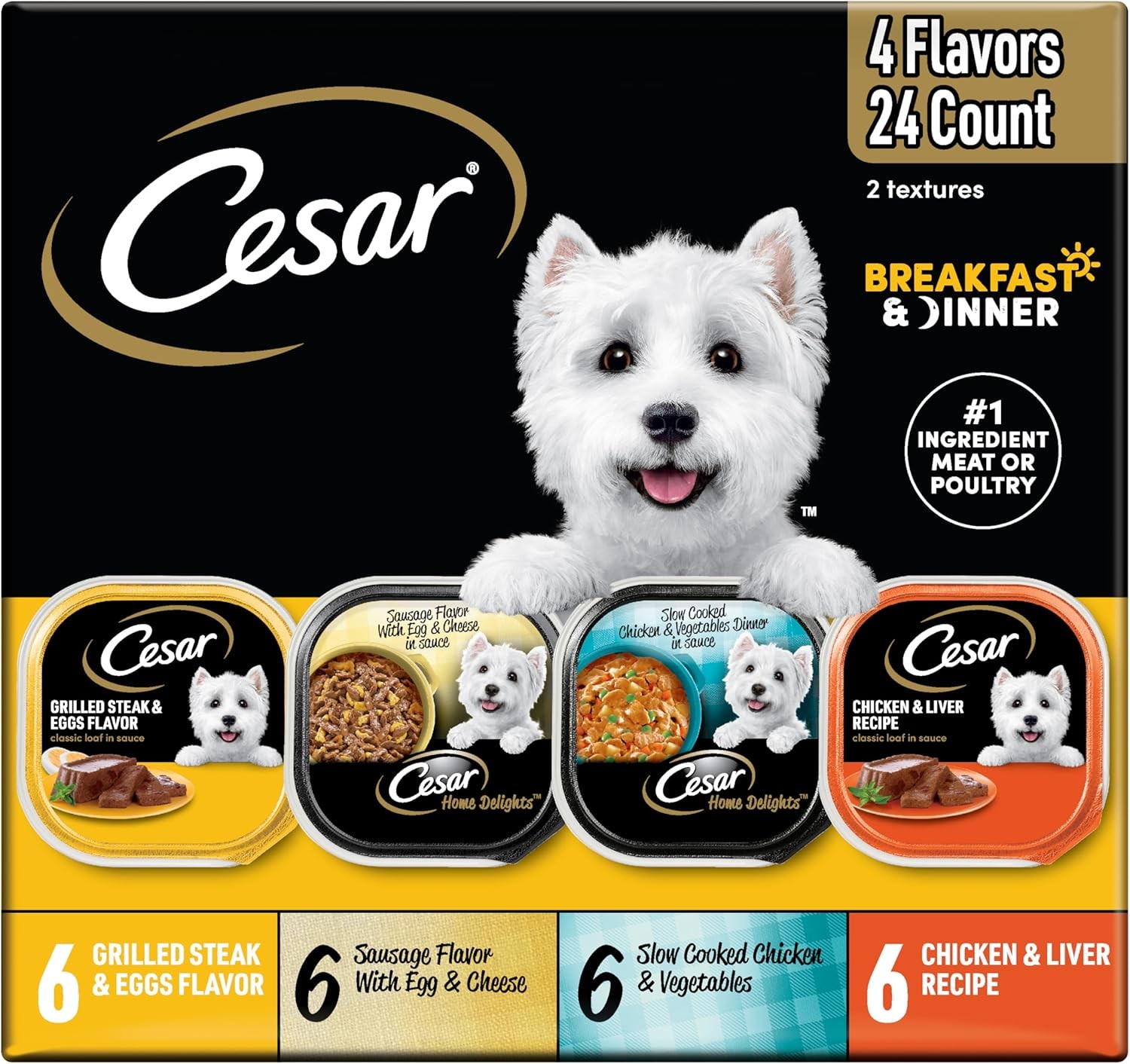 Cesar Home Delights & Classic Loaf in Sauce Adult Wet Dog Food, Breakfast & Dinn