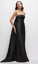 Alfred Sung Black Strapless Satin Twill Column Gown Size 18 $295 D876