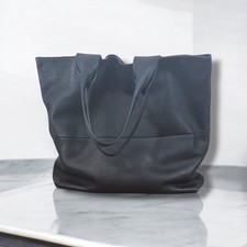 COS Oversized Genuine Leather  Grained Black XL Work Large Tote Bag