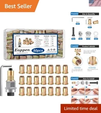 50Pcs 1/4-20 Rivet Nuts Kit with Durable Hand Tool - Carbon Steel, Zinc-Plated