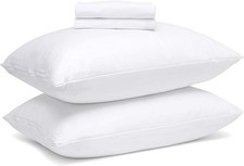 Premium Pillow Protector - Pillow Protectors with Zipper Queen, White Pillow ...