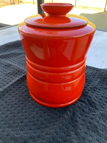 Vintage Frankoma Pottery 26S Canister Jar w/ Lid  Orange