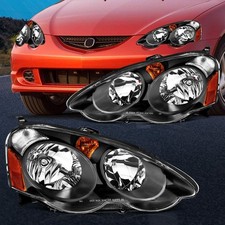 Pair Headlights Assembly Black Fits 2002-2004 Acura Rsx Lhrh Side Pair Headlights Assembly Black Fits 2002-2004 Acura Rsx Lhrh Side