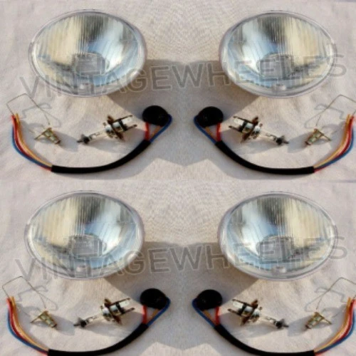 4 Lucas 5.75 " 5 3/4 Oldtimer Scheinwerfer Satz Halogen H4 Umwandlung - Bild 2 von 2