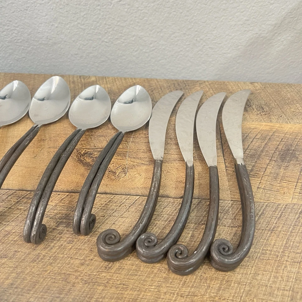 Juego de 19 cubiertos de bobina oxidada negra ajustes gourmet Foto 3 de 4